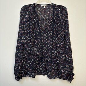 Derek Lam 10 Crosby Navy Patterned Blouse